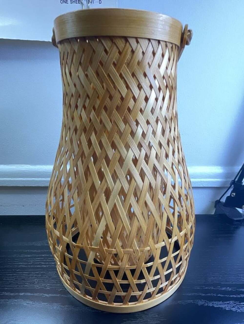 IKEA MISTERHULT Bamboo Wicker Table Lamp Rattan Shade Handcrafted